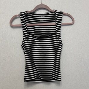 American Eagle Outfitters Black and White Striped Tank Top